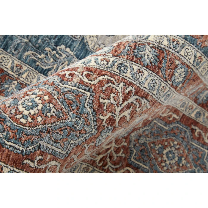 Feizy Marquette Bohemian & Eclectic Medallion, Gray/Red/Blue, 2'-8" x 12' Runner