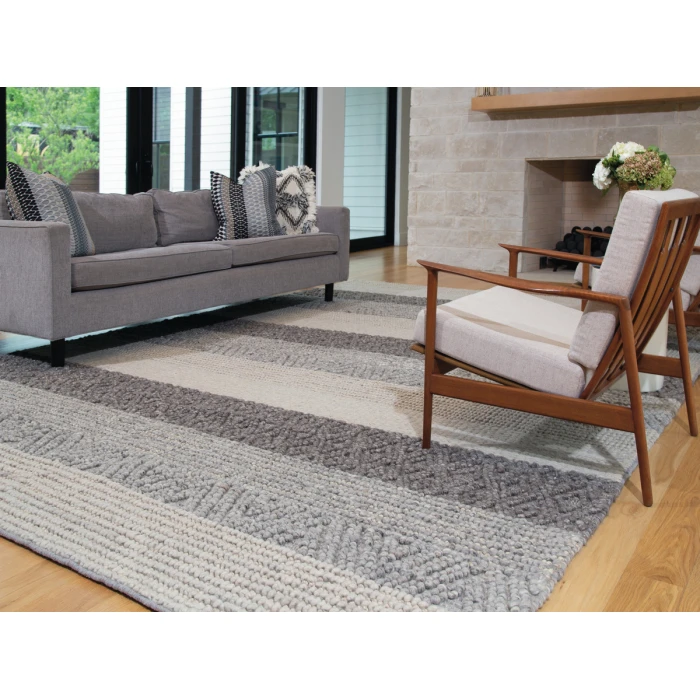 Feizy Berkeley Casual Stripes, Gray/Taupe/Tan, 9'-6" x 13'-6" Area Rug