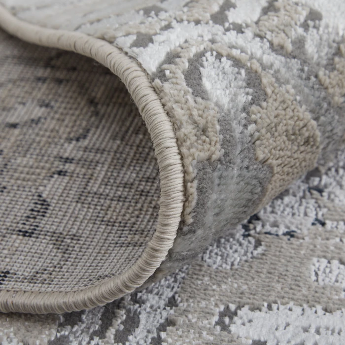 Feizy Macklaine Bohemian & Eclectic Distressed, Ivory/Silver/Black, 12' x 15' Area Rug