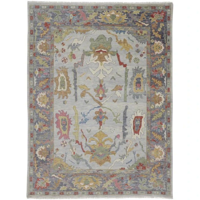 Feizy Karina Hand-Knotted Botanical Area Rug, Blue/Cool Gray, 5ft-6in x 8ft-6in