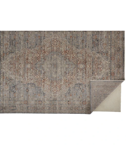 Feizy Marquette Rustic Persian Farmhouse Rug, Rust/Denim Blue, 2ft - 8in x 10ft, Runner