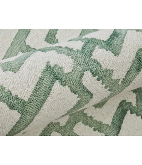 Feizy Lorrain Bohemian & Eclectic Geometric, Ivory/Green, 10' x 10' Round Rug