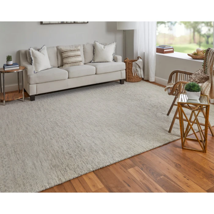 Feizy Branson Casual Solid, Ivory/Pink/Gray, 2' x 3' Accent Rug