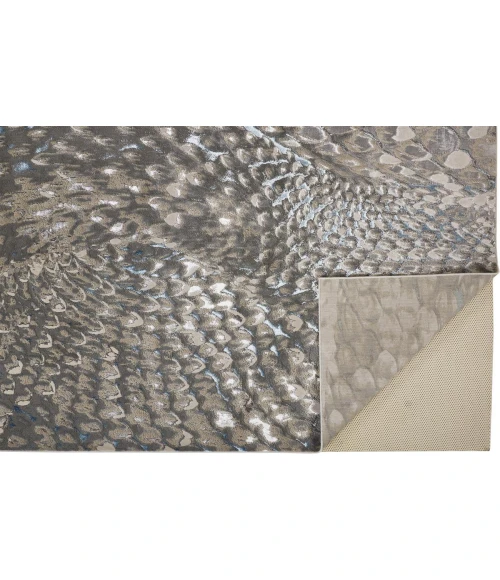 Feizy Azure Industrial Abstract, Blue/Silver/Gray, 12' x 18' Area Rug