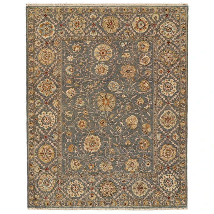 Feizy Amherst Classic Bordered, Blue/Gold/Red, 9'-6" x 13'-6" Area Rug