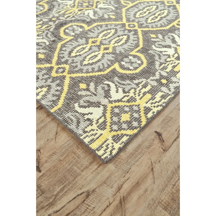Feizy Rumi Bohemian & Eclectic Geometric, Gray/Taupe/Yellow, 2' x 3' Accent Rug