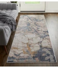 Feizy Laina Casual Abstract, Tan/Blue, 3' x 8' Runner