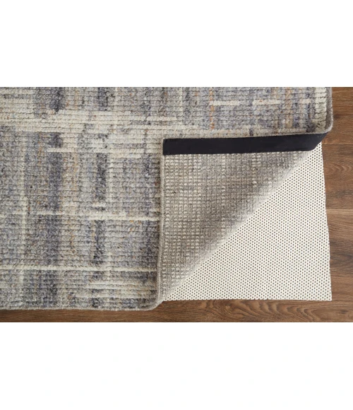 Feizy Alford Minimalist Eyelash Wool Rug, Gray/Blue/Ivory, 11ft-6in x 15ft Area Rug