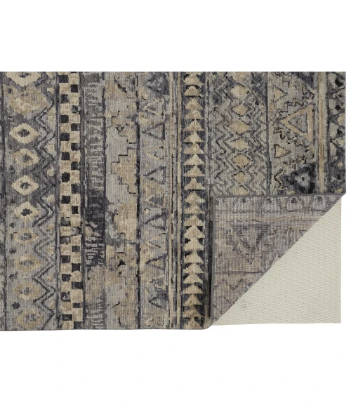Feizy Palomar Luxe Hand-Knot Abstract Accent Rug, Gray/Denim Blue, 2ft x 3ft
