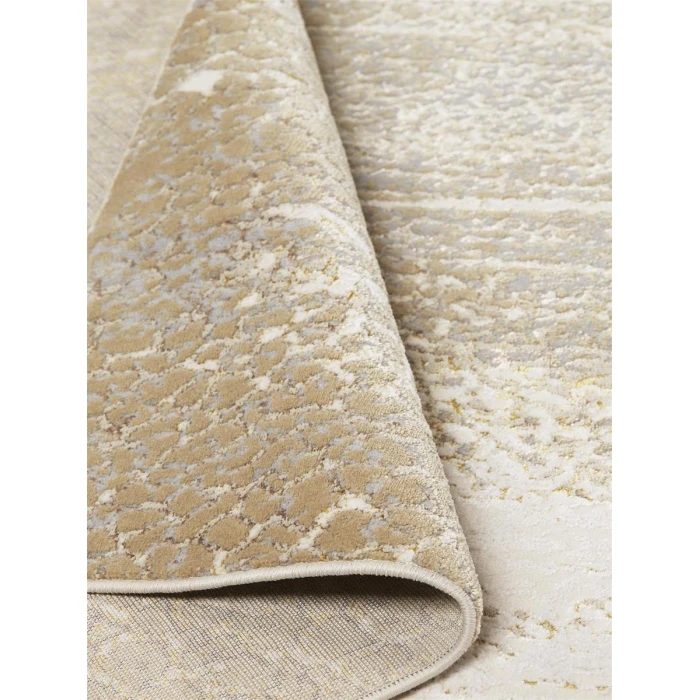 Feizy Aura Industrial Abstract, Ivory/Gray/Gold, 8' x 10' Area Rug