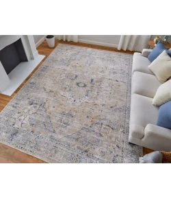 Feizy Pasha BEIGE/BLUE PAS39M5F 6 ft. 7 in. X 9 ft. 6 in. Rectangle Rug