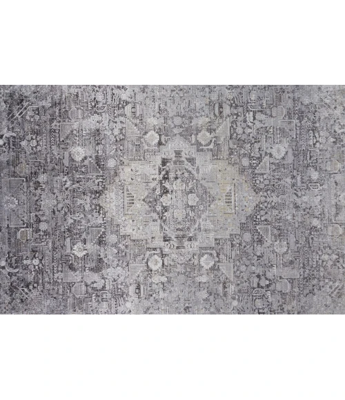 Feizy Sarrant Bohemian & Eclectic Medallion, Gray/Silver/Ivory, 9'-6" x 12'-7" Area Rug