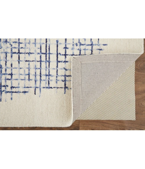Feizy Maddox Modern Tufted Architectural Area Rug, Ivory/Navy Blue, 5ft x 8ft