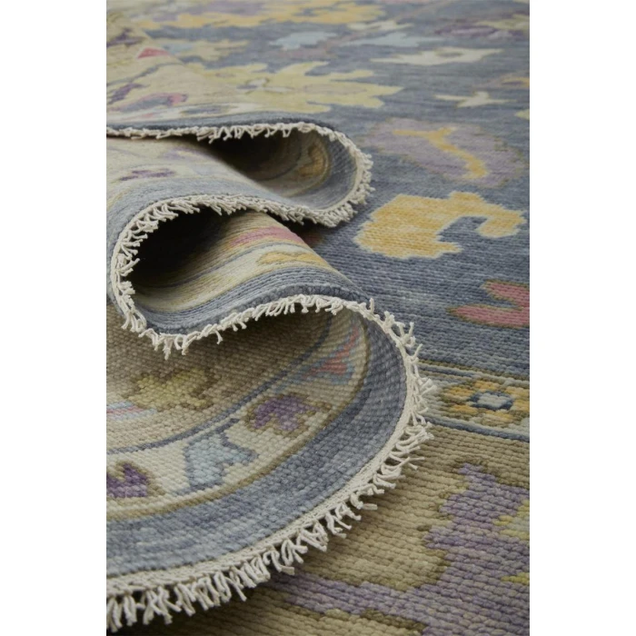 Feizy Karina Hand-Knotted Botanical Accent Rug, Blue/Wheat Beige, 3ft-6in x 5ft-6in