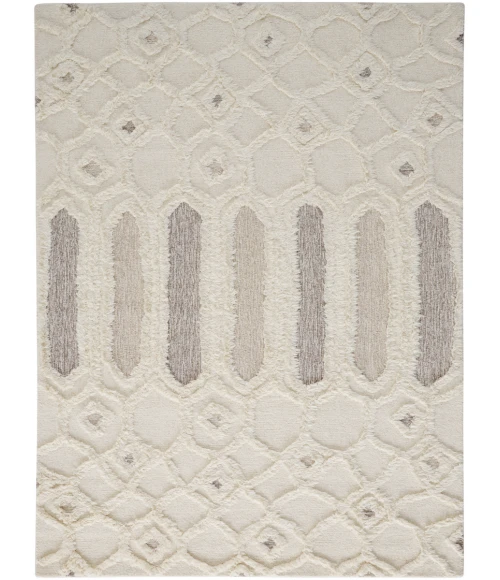 Feizy Anica Moroccan Wool Tufted Area Rug, Ivory/Taupe/Tan, Ivory, 2ft x 3ft Area Rug