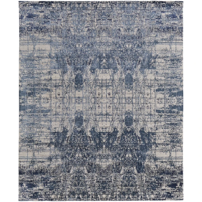 Feizy Eastfield Casual Abstract, Blue/Ivory, 8' x 8' Round Rug