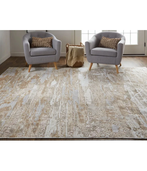 Feizy Laina Industrial Abstract, Tan/Ivory, 2' x 3' Accent Rug