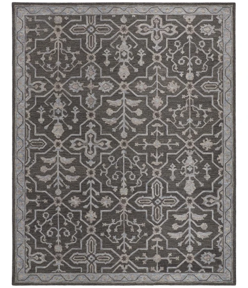 Feizy Fallon Rustic Farmhouse Rug, Ornamental, Warm Dark Gray, 2ft x 3ft Accent Rug