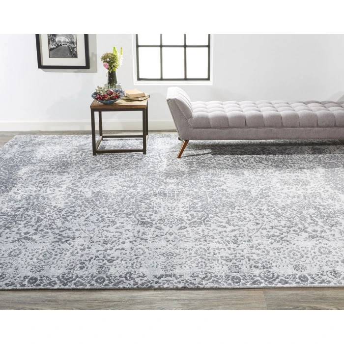 Feizy Mckinnon Gray/Silver/Blue 8816882F 9ft.6in. x 13ft.6in. Rect. Rug