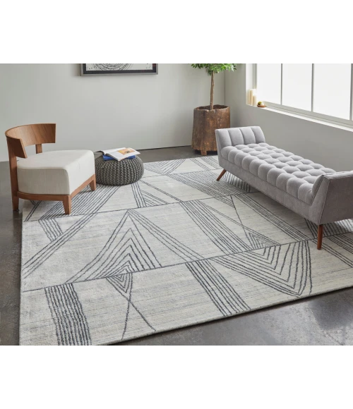 Feizy Whitton Industrial Abstract, Ivory/Black, 8' x 10' Area Rug