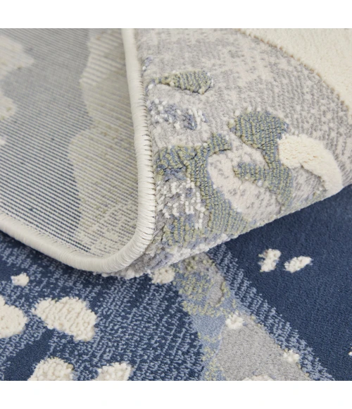 Feizy Clio Industrial Abstract, Blue/Gray/Ivory, 2'-9" x 7'-10" RUNNER Runner