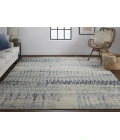 Feizy Palomar Hand-Knot Abstract Area Rug, Light Beige/Denim Blue, 8x6in x 11x6in
