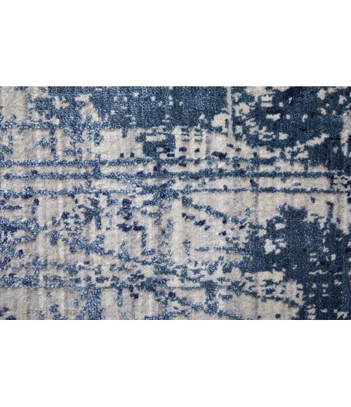 Feizy Eastfield Casual Abstract, Blue/Ivory, 8' x 8' Round Rug