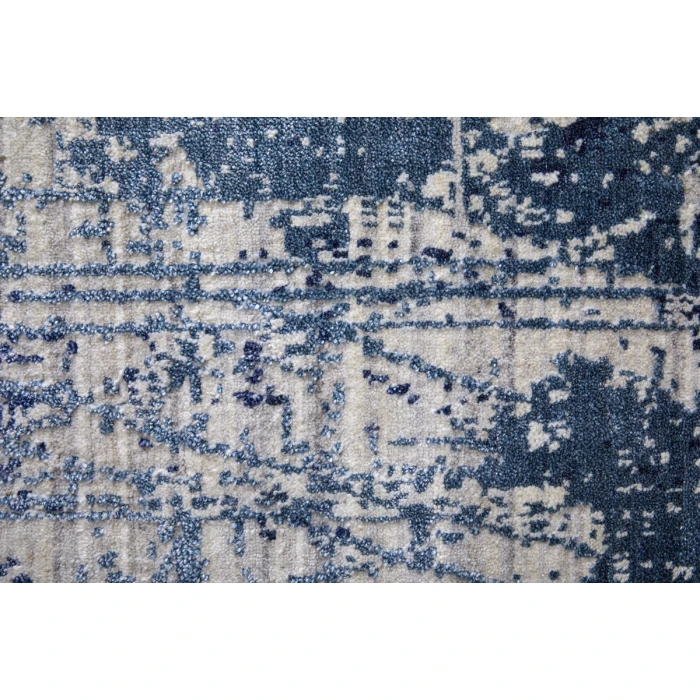 Feizy Eastfield Casual Abstract, Blue/Ivory, 8' x 8' Round Rug