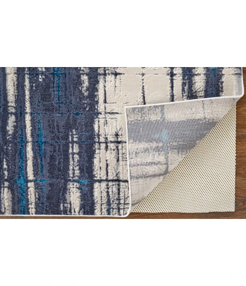 Feizy Indio Industrial Abstract, Ivory/Blue/Gray, 2'-10" x 7'-10" Runner