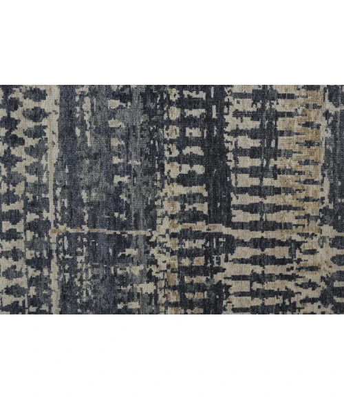 Feizy Palomar Luxe Hand-Knot Abstract Area Rug, Denim Blue, 11x6in x 15ft