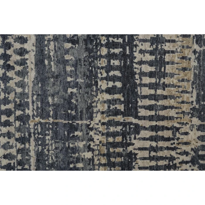 Feizy Palomar Luxe Hand-Knot Abstract Area Rug, Denim Blue, 2x6in x 8ft