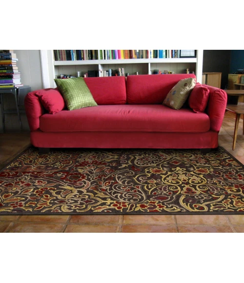 Feizy Saphir Azar Cottage Floral & Botanical, Brown/Taupe/Gold, 9'-8" x 12'-7" Area Rug