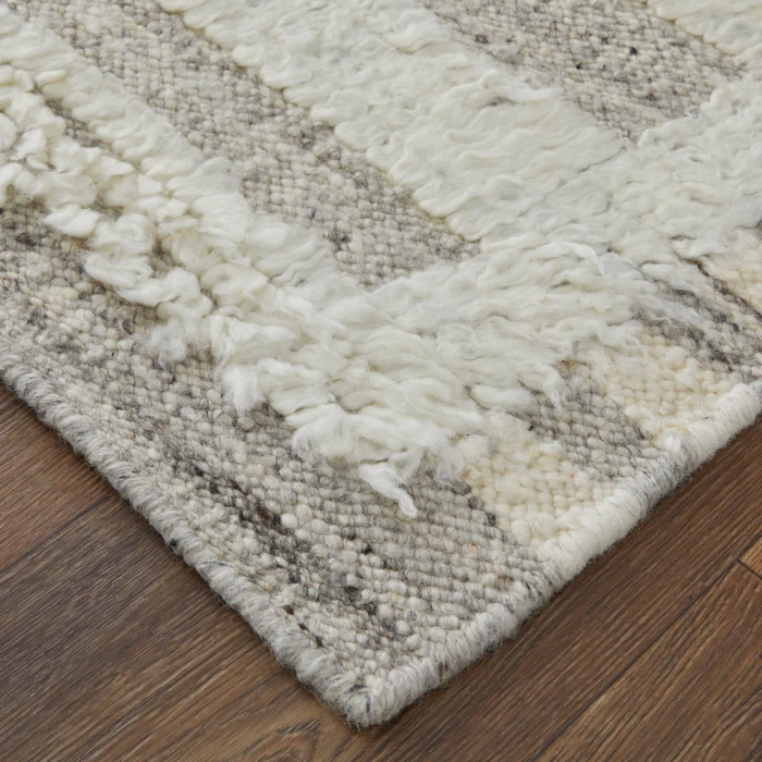 Feizy Ashby Farmhouse Geometric, Gray/Ivory, 3'-6" x 5'-6" Accent Rug