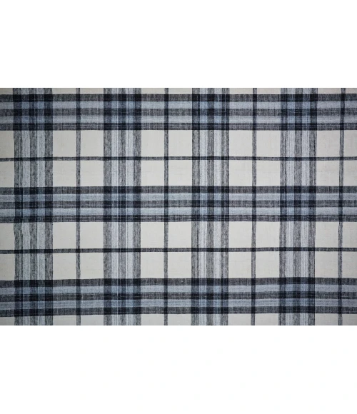 Feizy Crosby Eco-Friendly PET Dhurrie, Ivory/Sky Blue/Black, 8ft x 10ft Area Rug