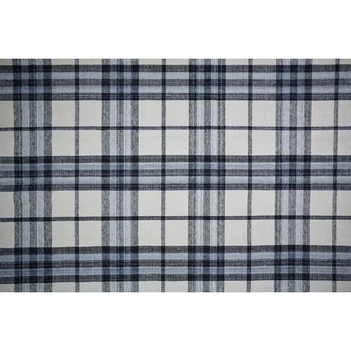 Feizy Crosby Eco-Friendly PET Dhurrie, Ivory/Sky Blue/Black, 8ft x 10ft Area Rug