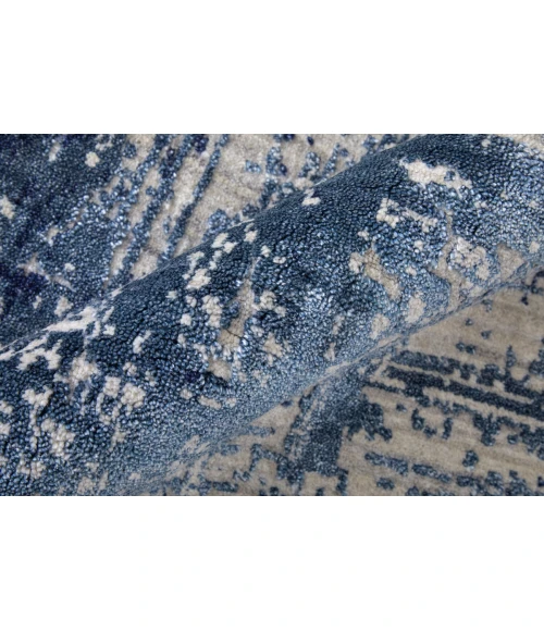 Feizy Eastfield Casual Abstract, Blue/Ivory, 8' x 8' Round Rug