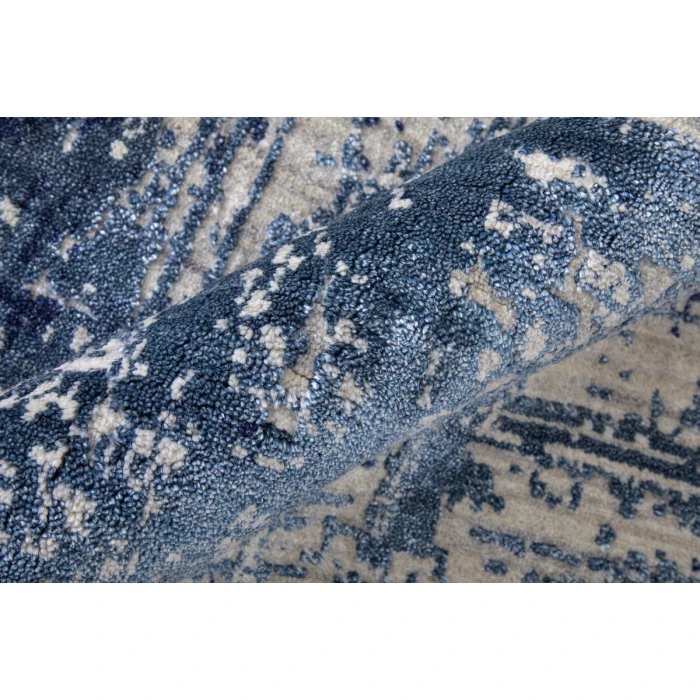 Feizy Eastfield Casual Abstract, Blue/Ivory, 8' x 8' Round Rug