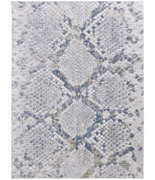 Feizy Laina Global Trellis & Lattice, Silver/Gray/Blue, 12' x 15' Area Rug