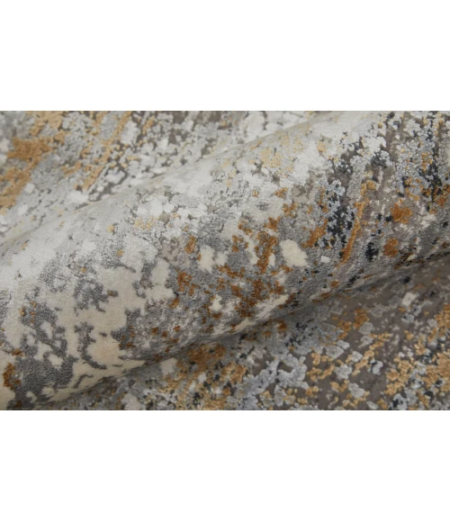 Feizy Cadiz Casual Abstract, Ivory/Gray/Gold, 12' x 18' Area Rug