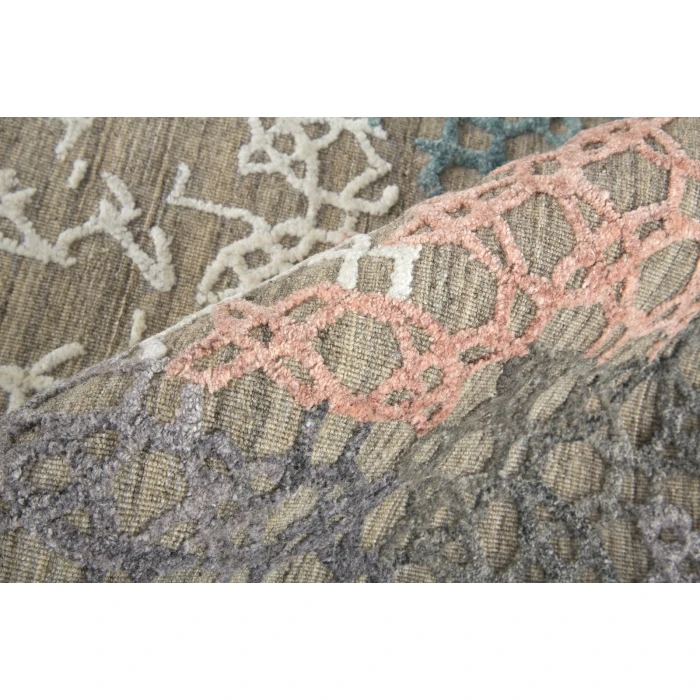 Feizy Elias Casual Abstract, Pink/Blue/Taupe, 2'-9" x 10' Runner