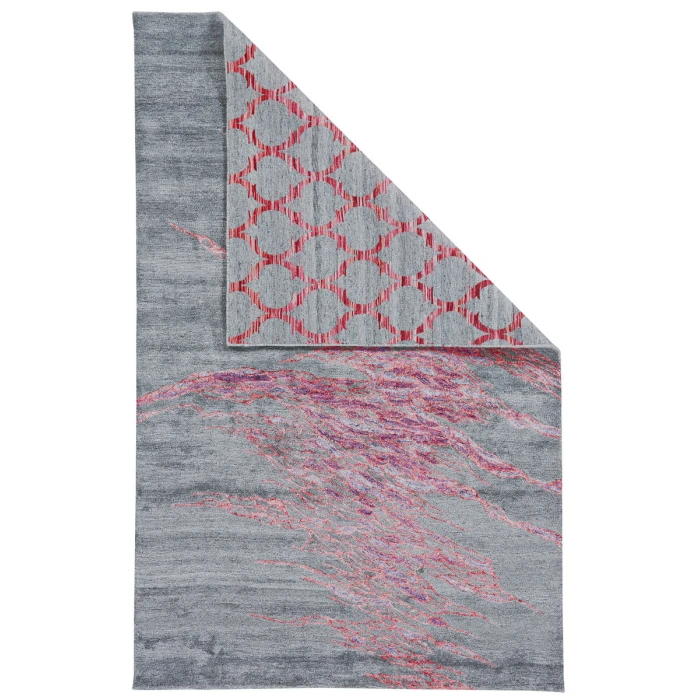 Feizy Cosmo Casual Watercolor, Red/Gray/Ivory, 9'-6" x 13'-6" Area Rug