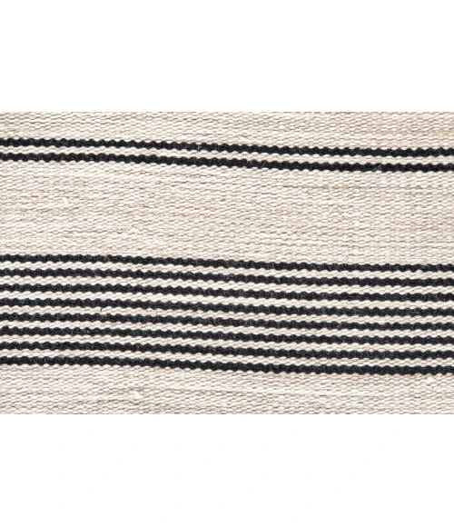 Feizy Duprine Casual Stripes, Black/White/Ivory, 10' x 14' Area Rug