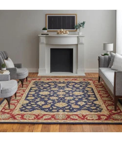 Feizy Wagner 8942F NAVY/RED Area Rug 5 ft. X 8 ft. Rectangle