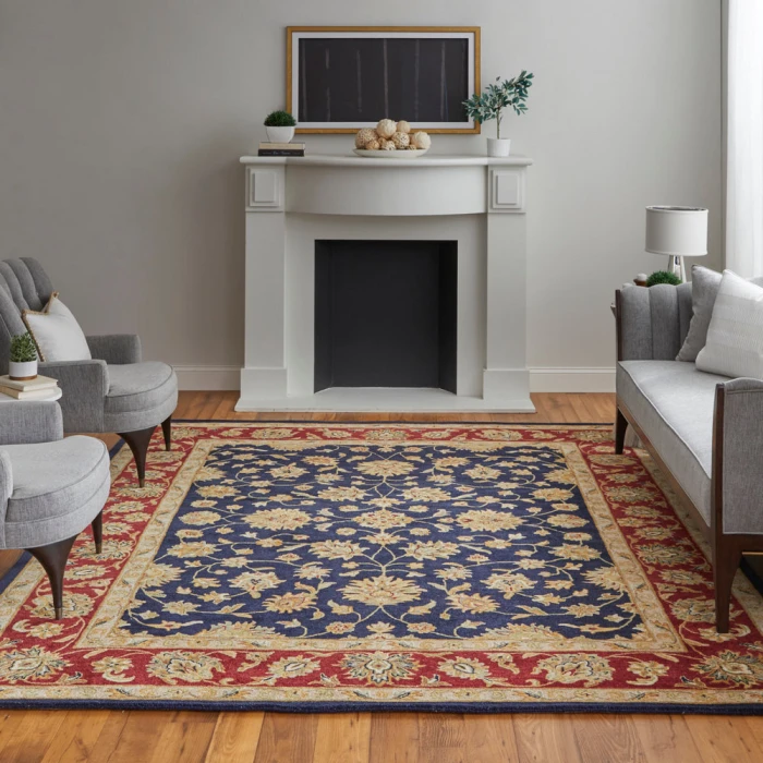 Feizy Wagner Classic Oriental, Blue/Red/Gold, 5' x 8' Area Rug