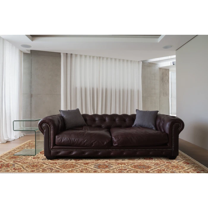 Feizy Amherst Classic Bordered, Tan/Gold/Red, 9'-6" x 13'-6" Area Rug