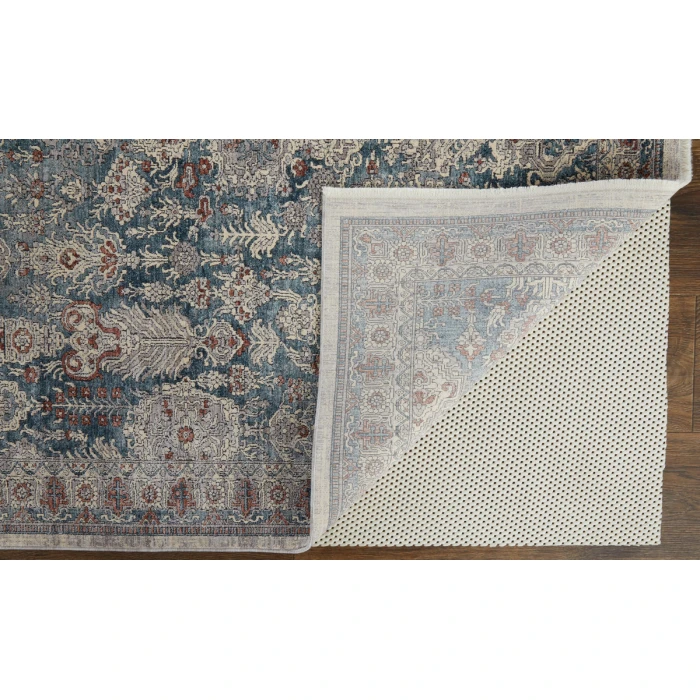 Feizy Marquette Bohemian & Eclectic Medallion, Blue/Ivory, 2'-8" x 8' Runner