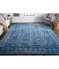 Feizy Bella High/Low Floral Wool Rug, Vallarta Blue/Silver Gray, 10ft x 14ft Area Rug