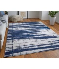 Feizy Indio Industrial Abstract, Ivory/Blue/Gray, 2'-10" x 7'-10" Runner