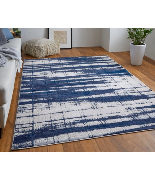 Feizy Indio Industrial Abstract, Ivory/Blue/Gray, 2'-10" x 7'-10" Runner