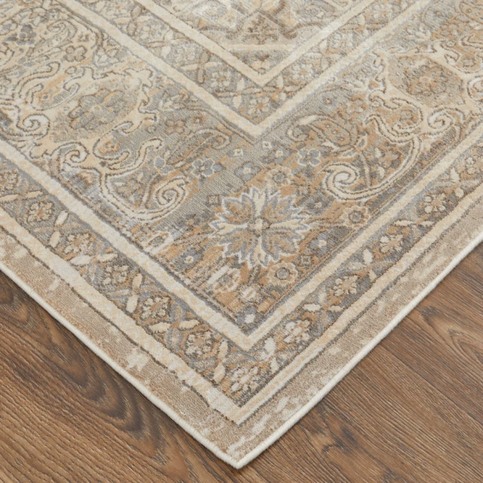 Feizy Celene Vintage Medallion, Tan/Brown/Ivory, 3'-9" x 5'-7" Accent Rug